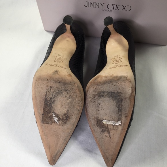 Jimmy Choo Studded Snakeskin 4" Heels - Picture 6 of 7